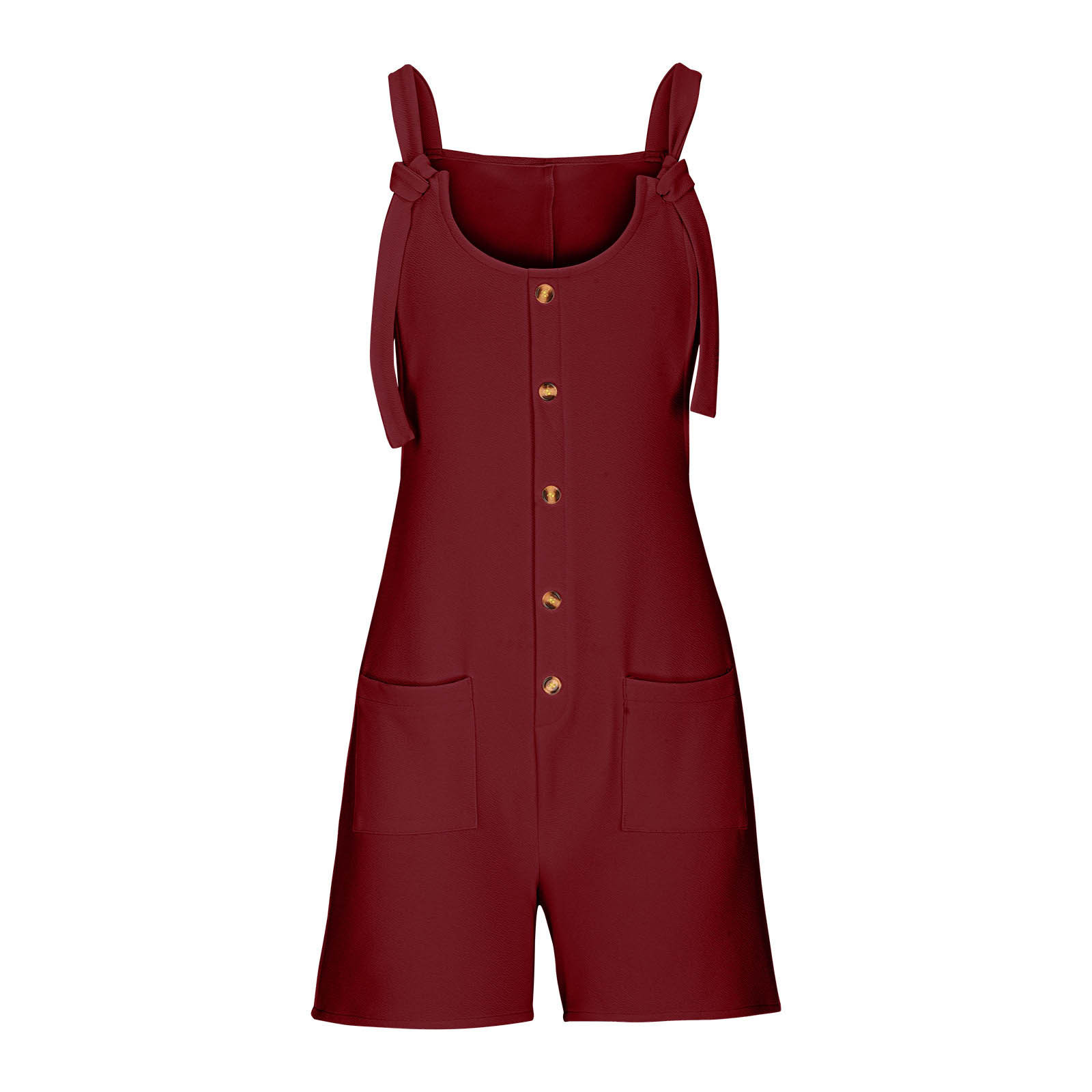 thumbnail image 5 of Mono corto de verano informal con botones para mujer - Poliéster, sin mangas, pantalón corto ancho - S-XXL, 5 of 5